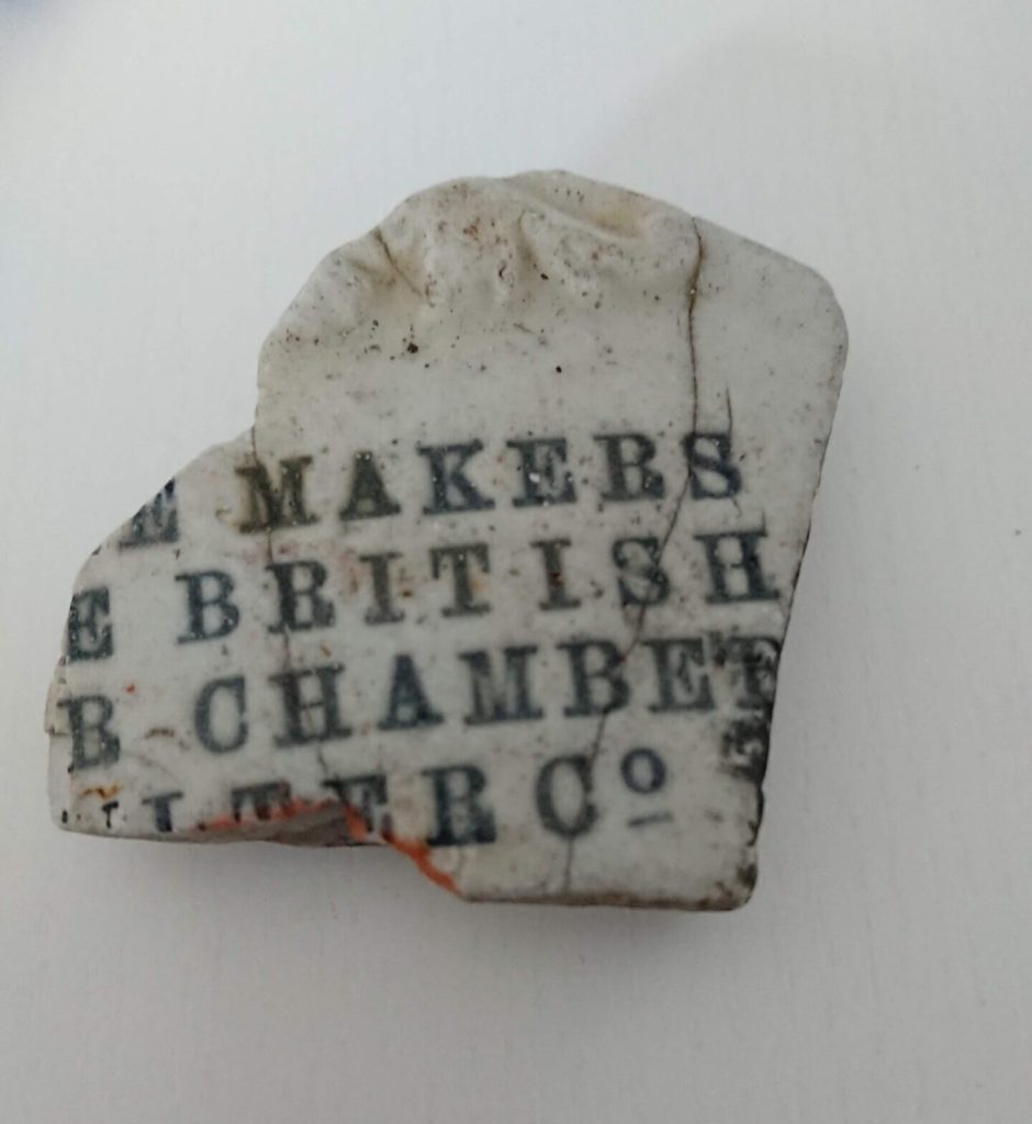 I found this fragment at a local river dump; after doing a little research, I found out it is from a type of water filter that was invented in 1884 by Charles Chamberland of The British Pasteur-Chamberland Filter Co Ltd.